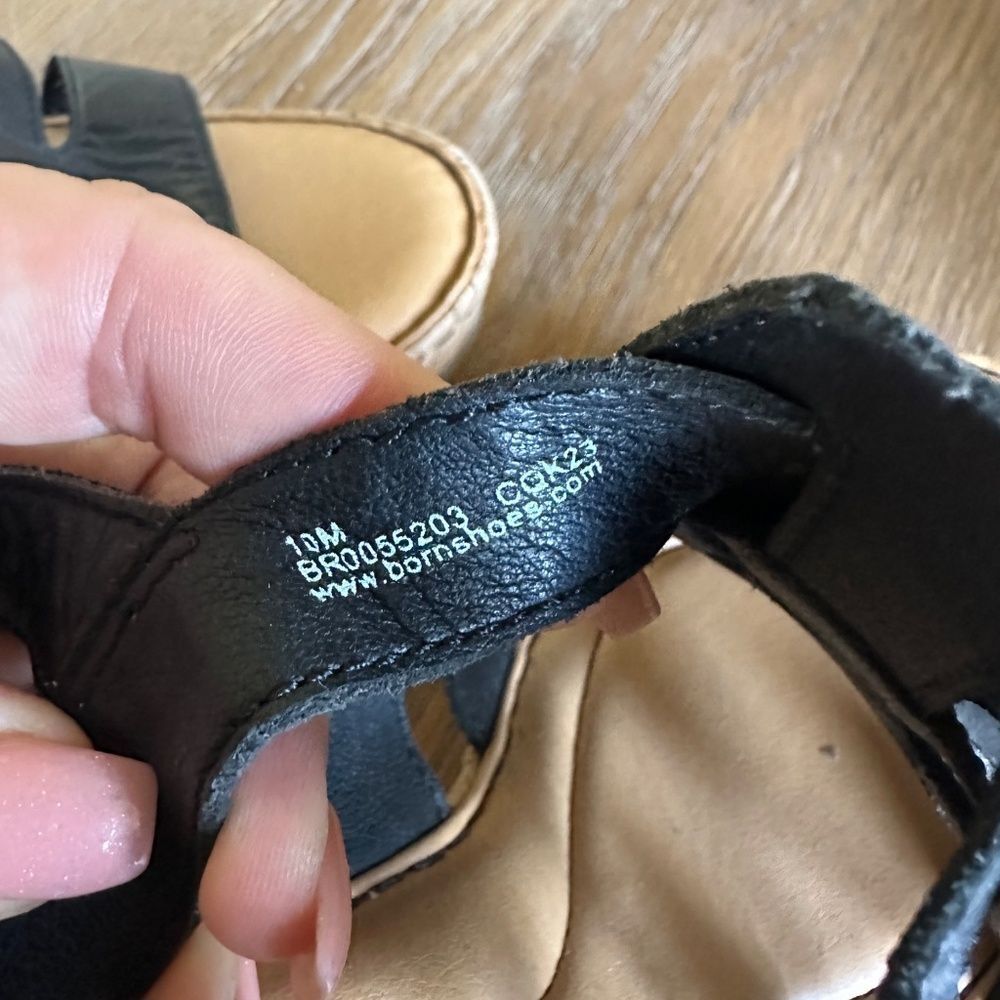Børn Bernese Cage Wedge Sandal In Black Leather - Picture 8 of 12